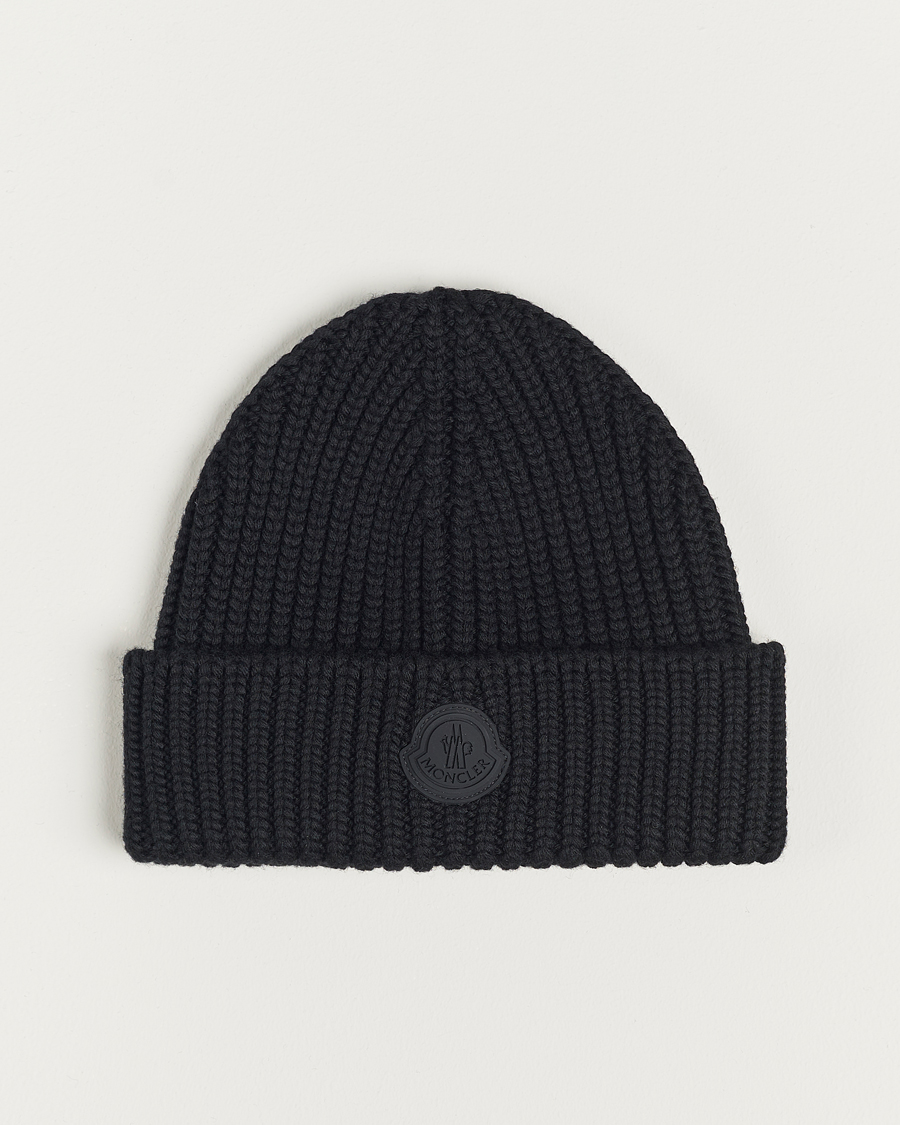 Homme | Moncler Tonal Logo Beanie Black | Moncler | Tonal Logo Beanie Black