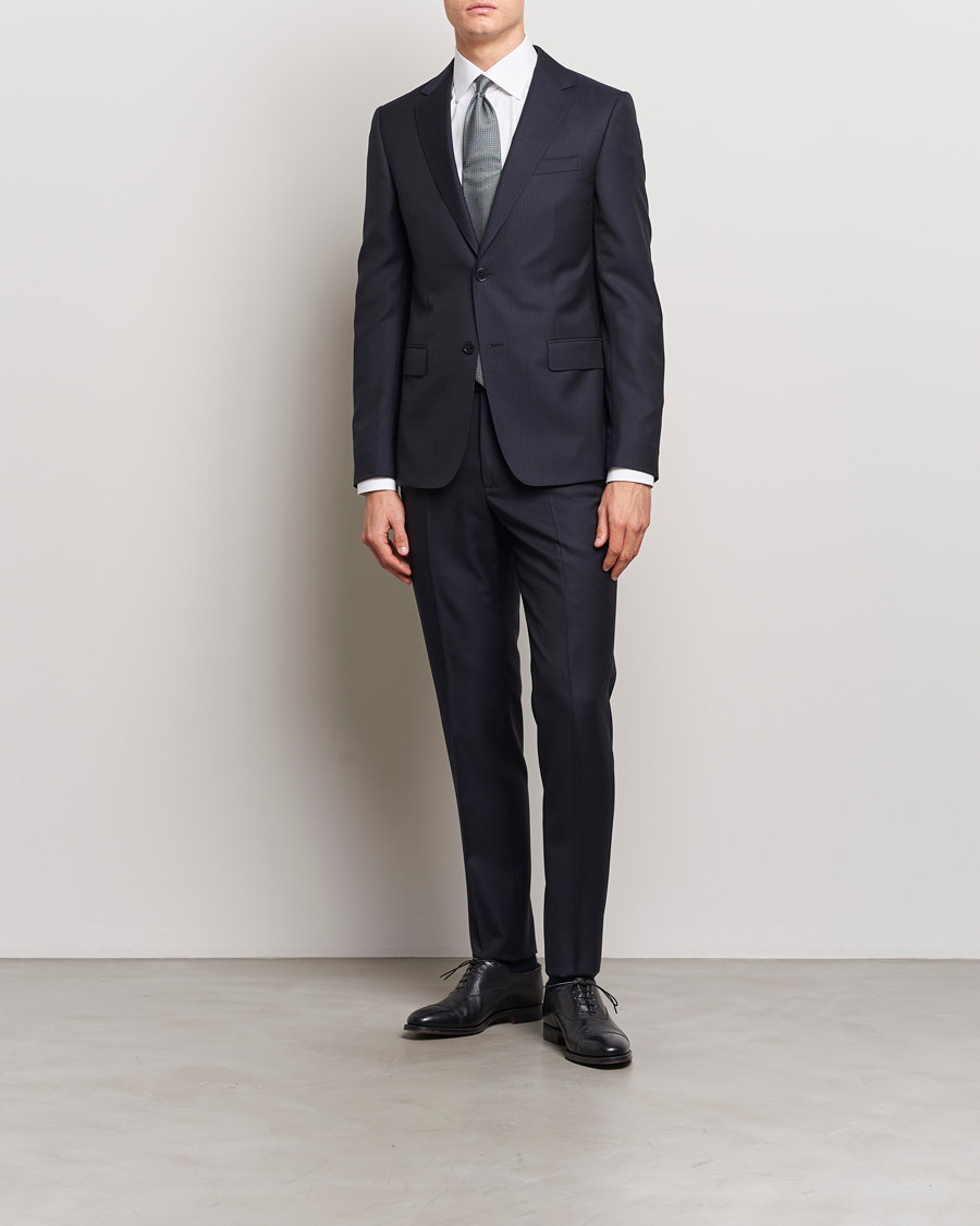 Homme | Costumes | Zegna | Tailored Tonal Stripe Wool Suit Navy