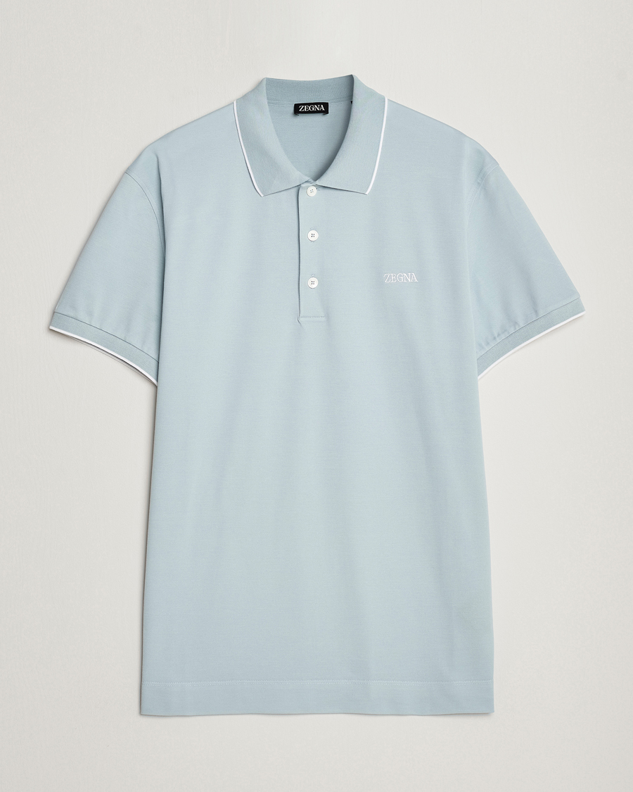Homme | Polos | Zegna | Short Sleeve Cotton Piquet Light Blue