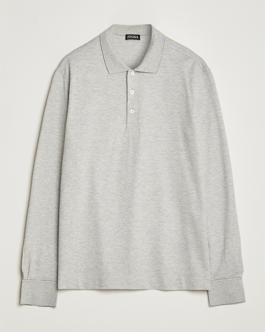 Homme | Pulls Et Tricots | Zegna | Cotton/Silk Long Sleeve Polo Light Grey