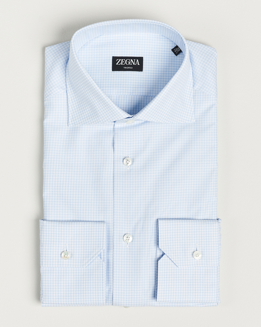 Homme | Chemises | Zegna | Slim Fit Check Dress Shirt Light Blue