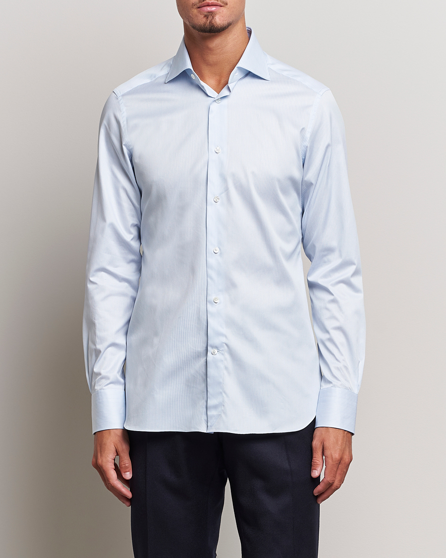 Homme | Chemises | Zegna | Slim Fit Striped Dress Shirt Light Blue