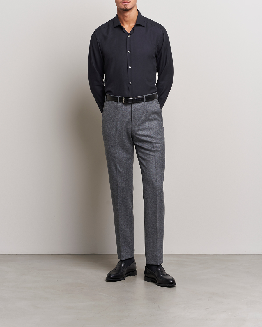 Homme | Chemises | Zegna | Cotton/Cashmere Casual Shirt Navy