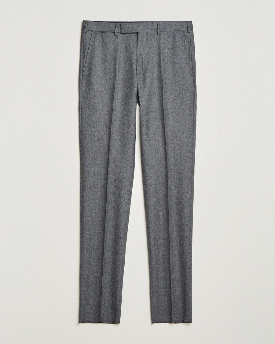 Homme | Pantalons | Zegna | Carded Flannel Trousers Grey Melange