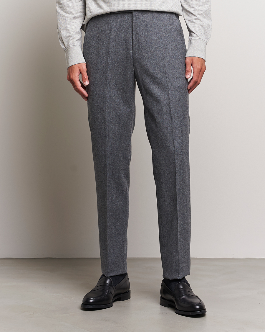 Homme | Pantalons | Zegna | Carded Flannel Trousers Grey Melange