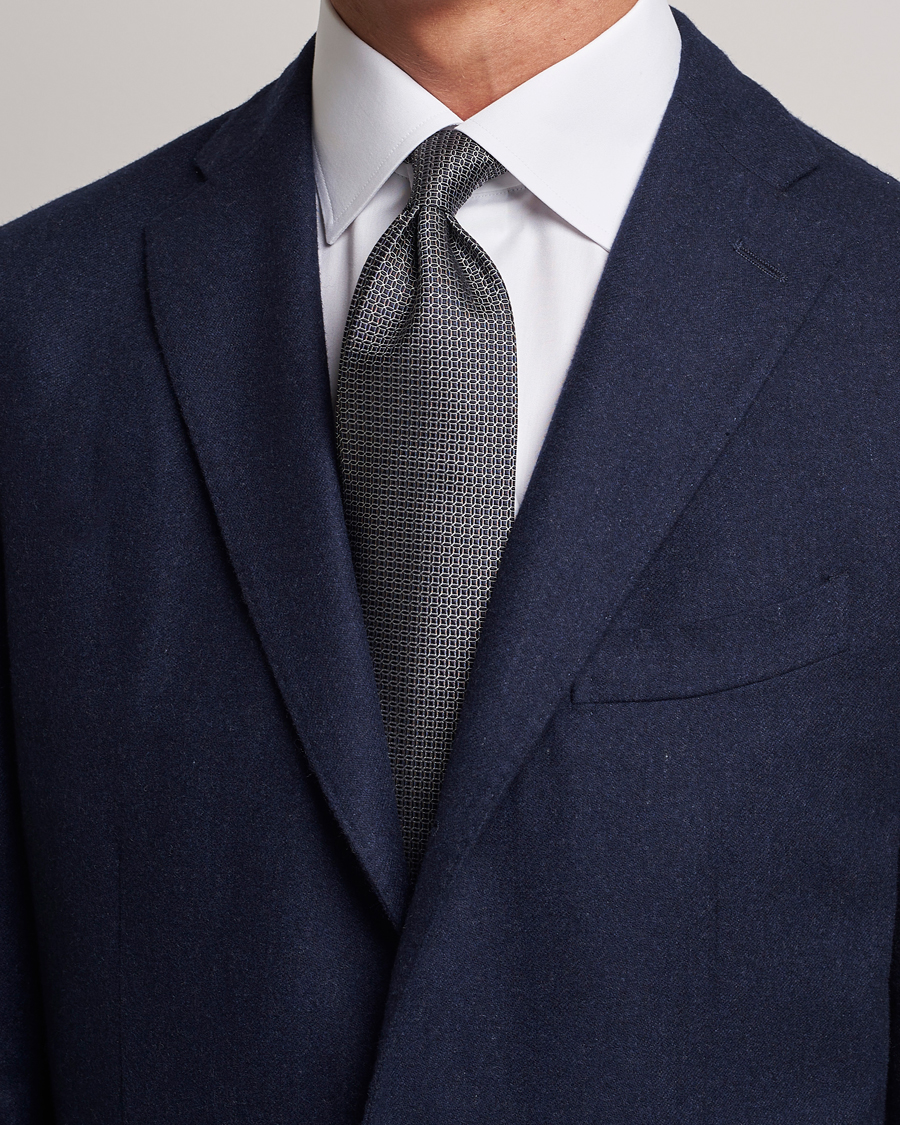 Homme | Zegna Printed Silk Tie Navy | Zegna | Printed Silk Tie Navy