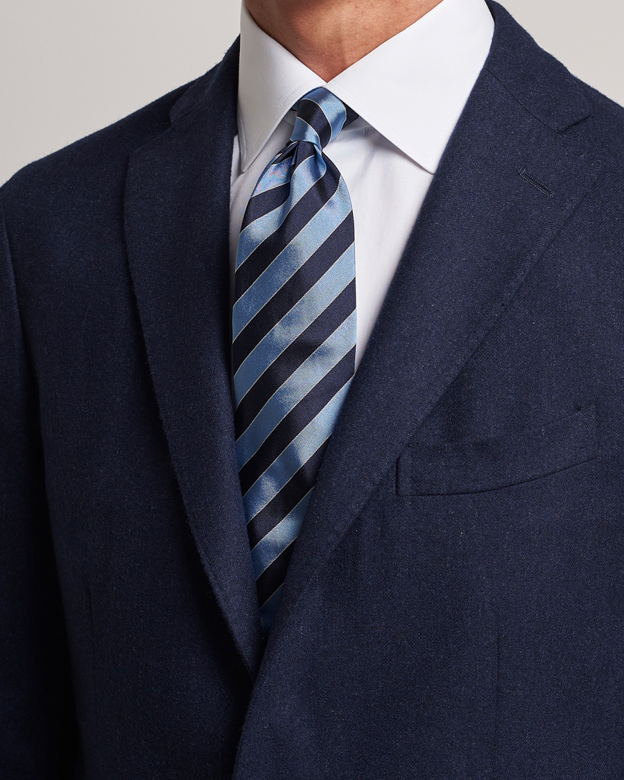 Homme | Zegna Regimental Stripe Silk Tie Navy | Zegna | Regimental Stripe Silk Tie Navy