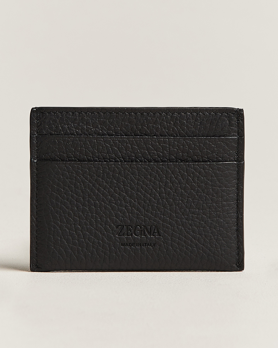 Homme | Zegna Grain Leather Card Holder Black | Zegna | Grain Leather Card Holder Black