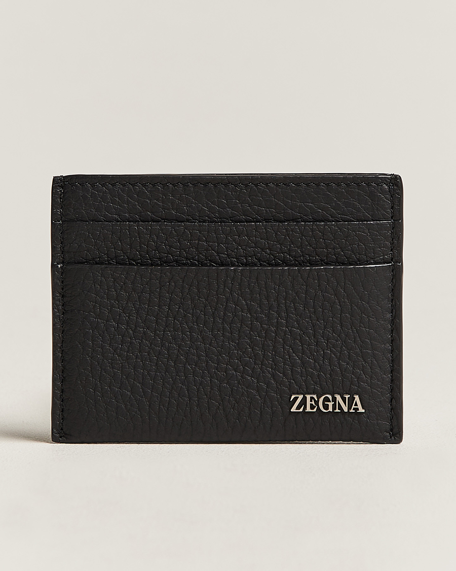 Homme | Zegna Grain Leather Card Holder Black | Zegna | Grain Leather Card Holder Black