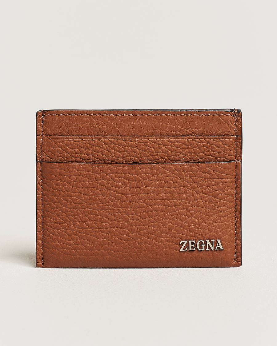 Homme | Zegna Grain Leather Card Holder Brown | Zegna | Grain Leather Card Holder Brown