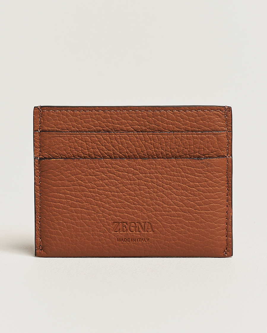 Homme | Zegna Grain Leather Card Holder Brown | Zegna | Grain Leather Card Holder Brown