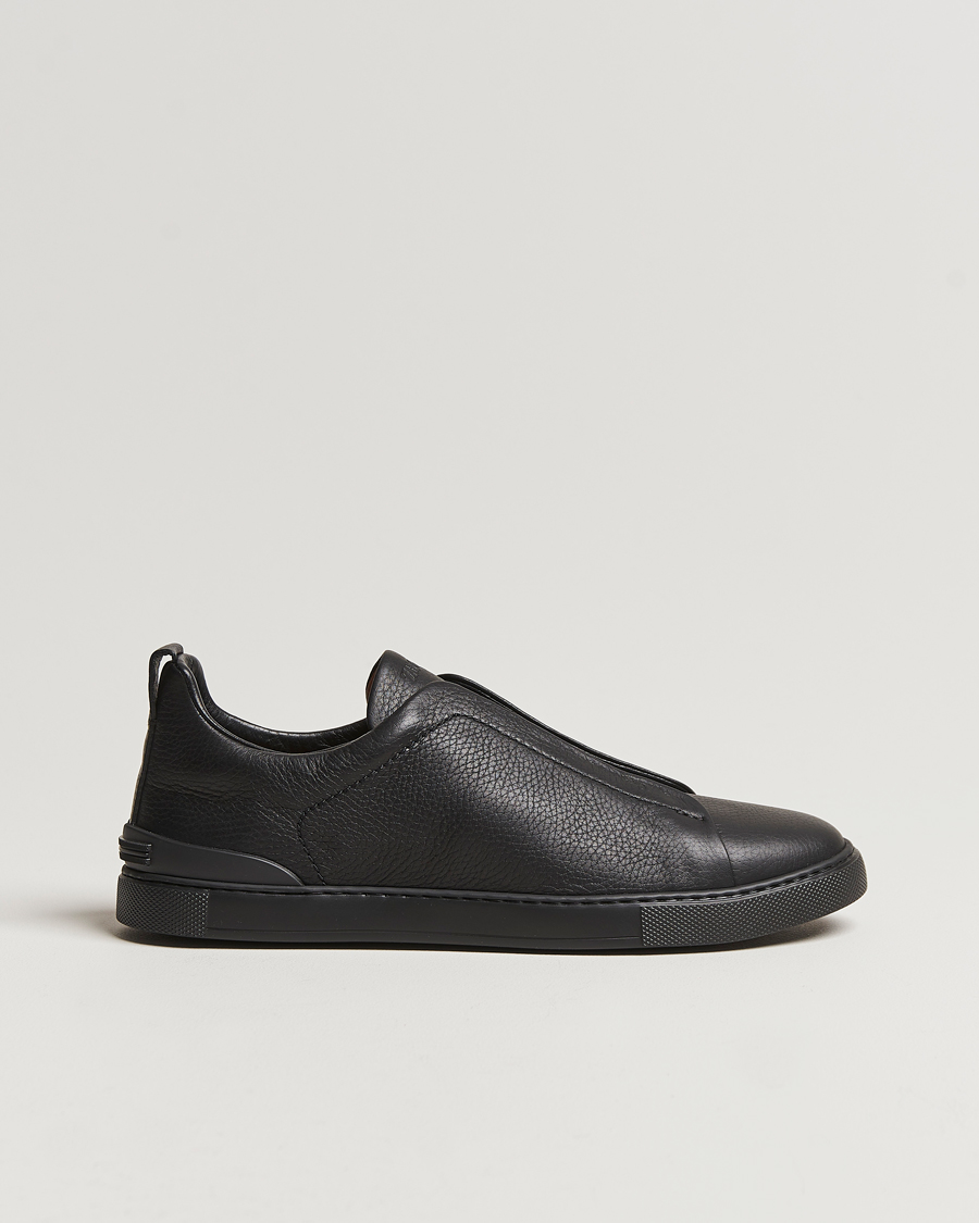 Homme | Zegna Triple Stitch Sneakers Full Black Deerskin | Zegna | Triple Stitch Sneakers Full Black Deerskin
