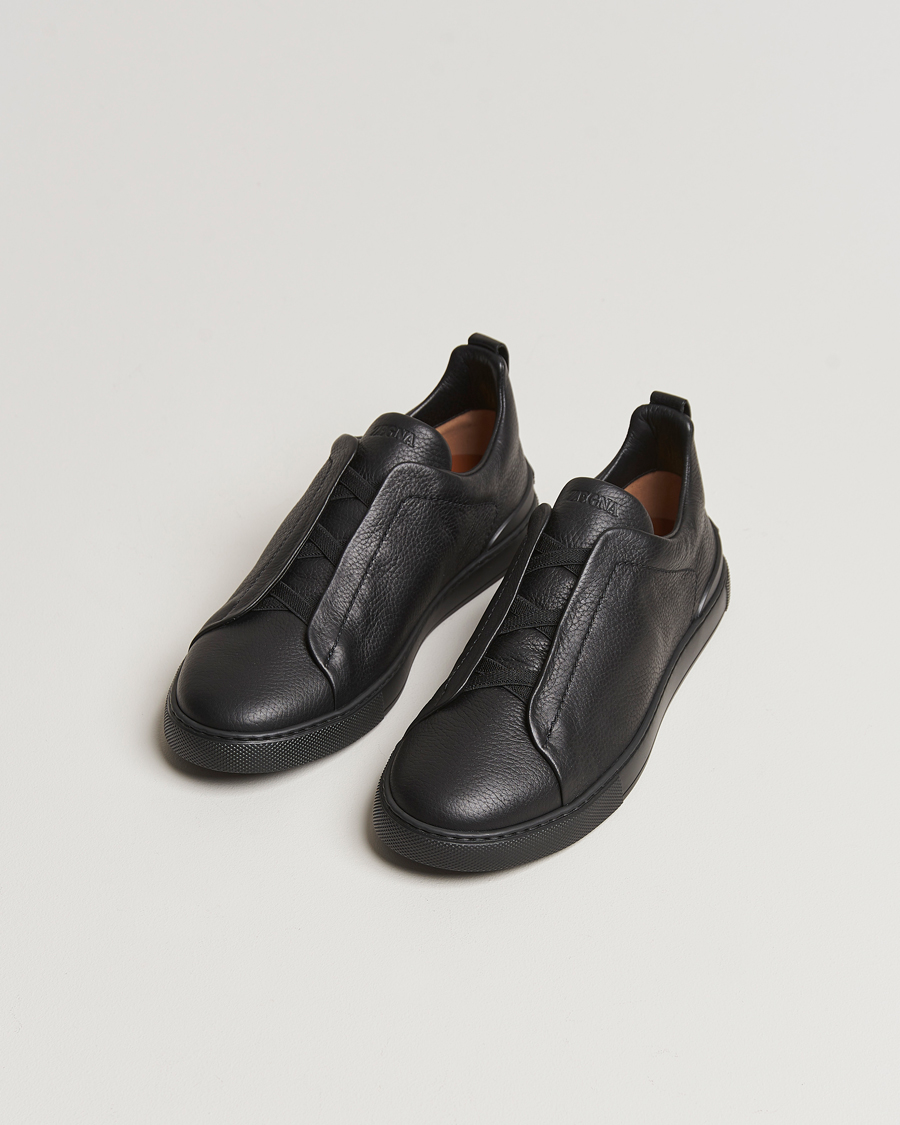 Homme | Zegna Triple Stitch Sneakers Full Black Deerskin | Zegna | Triple Stitch Sneakers Full Black Deerskin
