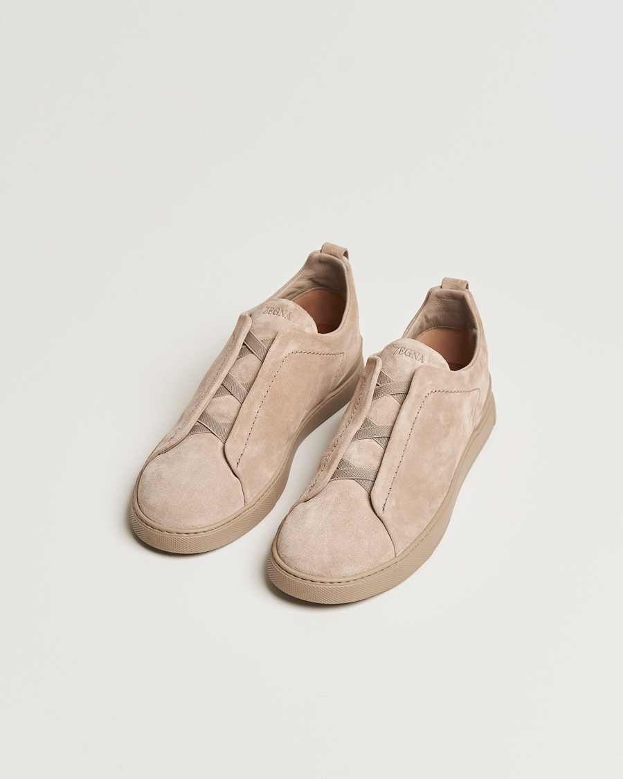 Homme | Zegna Triple Stitch Sneakers Full Beige Suede | Zegna | Triple Stitch Sneakers Full Beige Suede