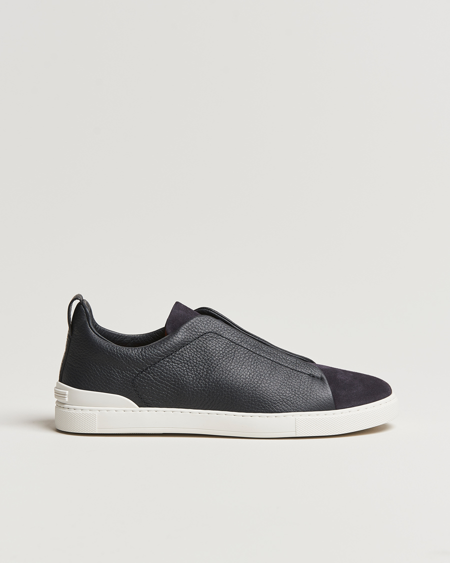 Heren | Zegna Triple Stitch Bi-Material Sneakers Navy | Zegna | Triple Stitch Bi-Material Sneakers Navy
