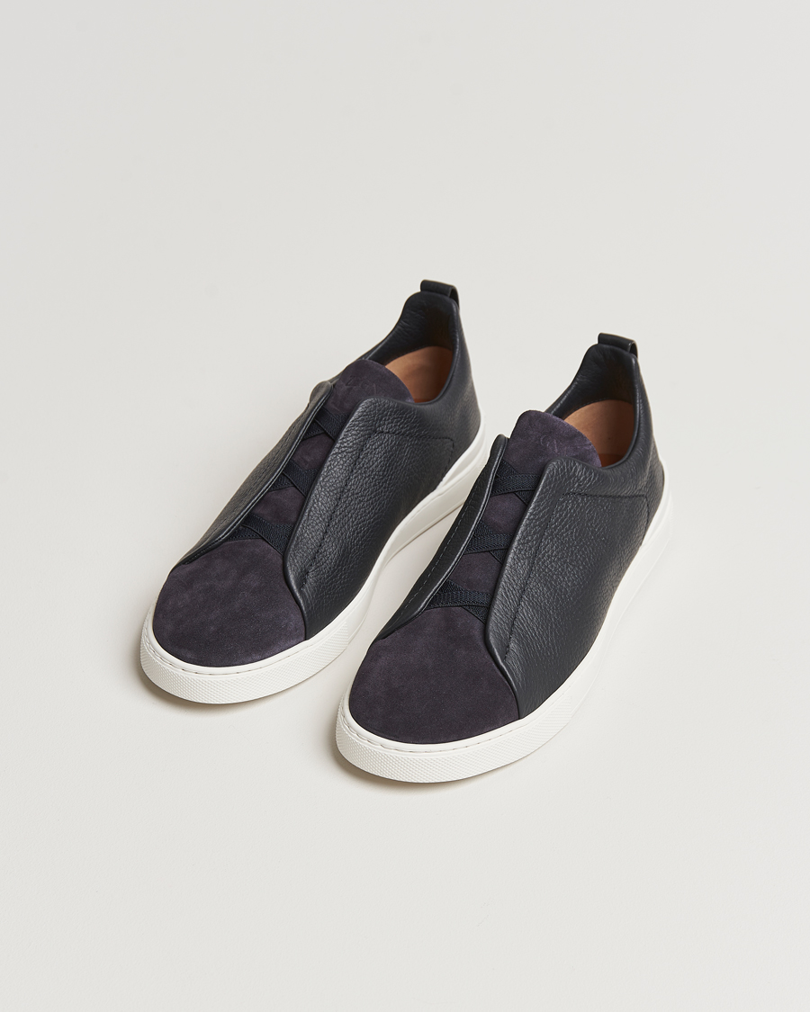 Homme | Zegna Triple Stitch Bi-Material Sneakers Navy | Zegna | Triple Stitch Bi-Material Sneakers Navy