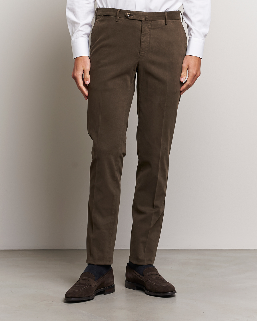 Homme | Pantalons | PT01 | Slim Fit Cotton Stretch Chinos Dark Brown