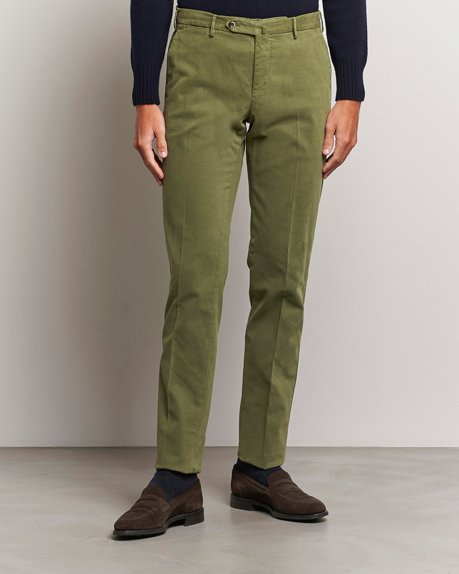 Homme | Pantalons | PT01 | Slim Fit Cotton Stretch Chinos Dark Green
