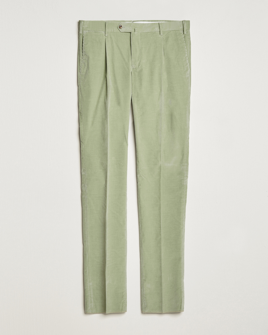 Homme | Pantalons | PT01 | Slim Fit Pleated Corduroy Trousers Mint