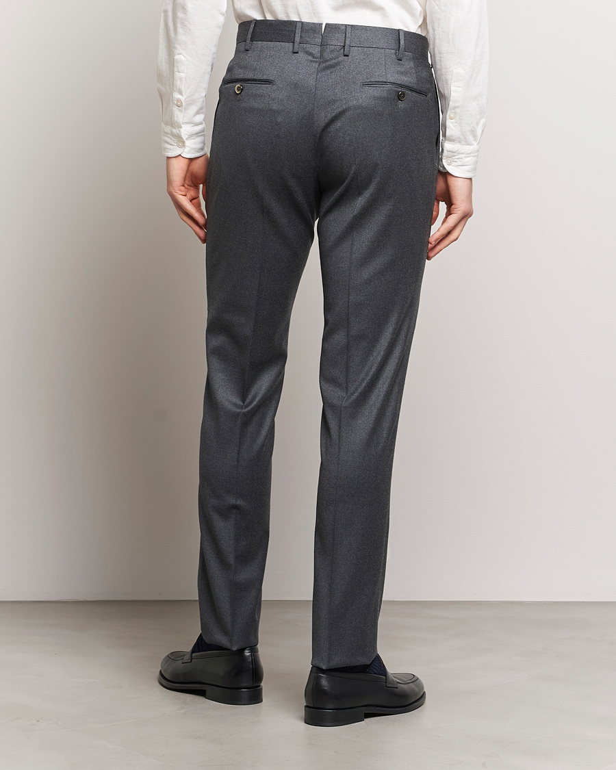 Homme | Pantalons | PT01 | Slim Fit Pleated Flannel Trousers Dark Grey