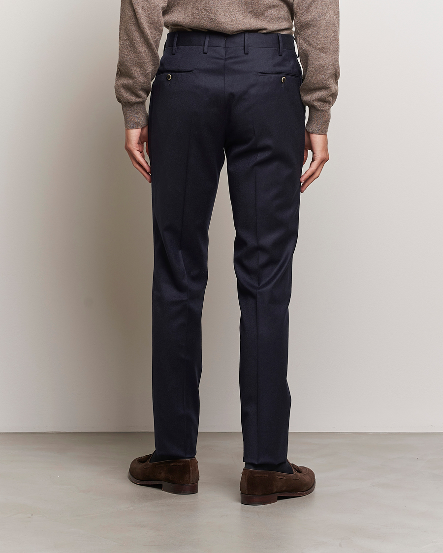 Heren | Broeken | PT01 | Slim Fit Pleated Flannel Trousers Navy