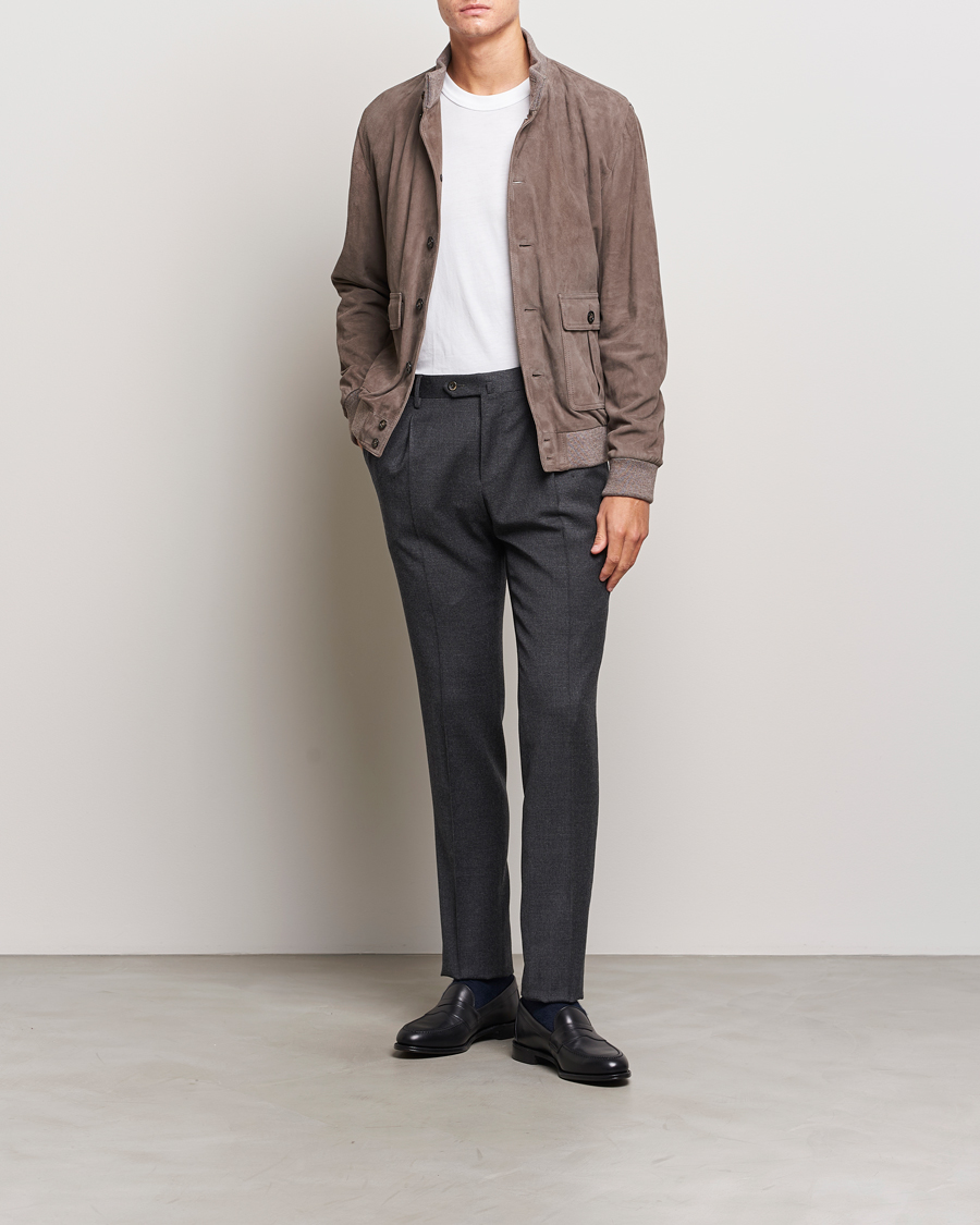 Homme | Pantalons | PT01 | Slim Fit Pleated Houndstooth Trousers Medium Grey