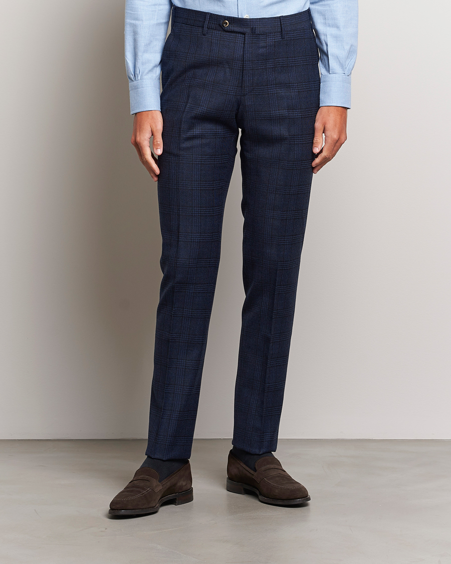 Homme | Pantalons | PT01 | Slim Fit Prince Of Wales Wool Trousers Navy