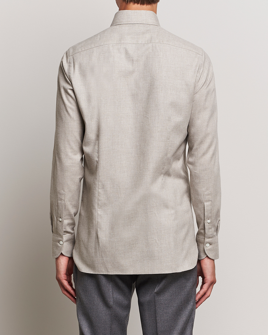 Homme | Chemises | 100Hands | Cotton/Cashmere Button Down Flannel Shirt Taupe