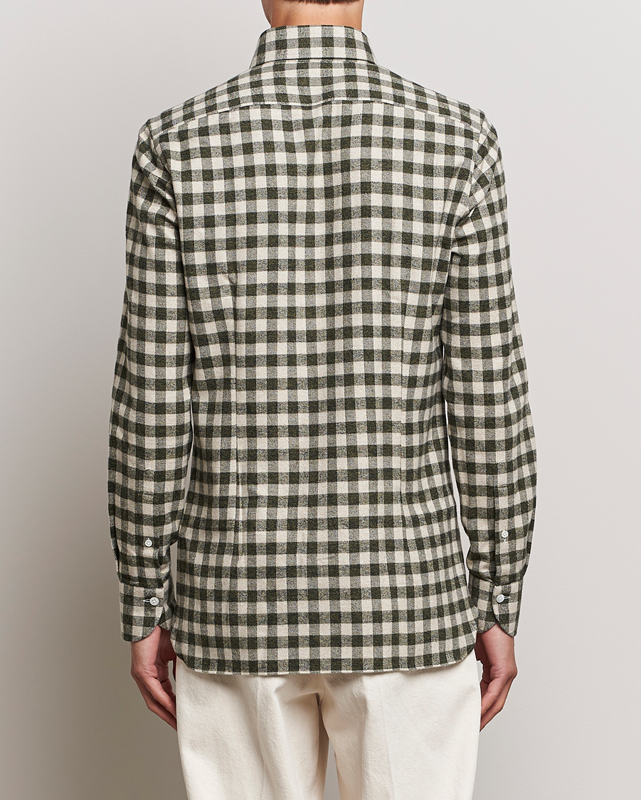 Homme | Chemises | 100Hands | Checked Cotton Flannel Shirt Green Grey