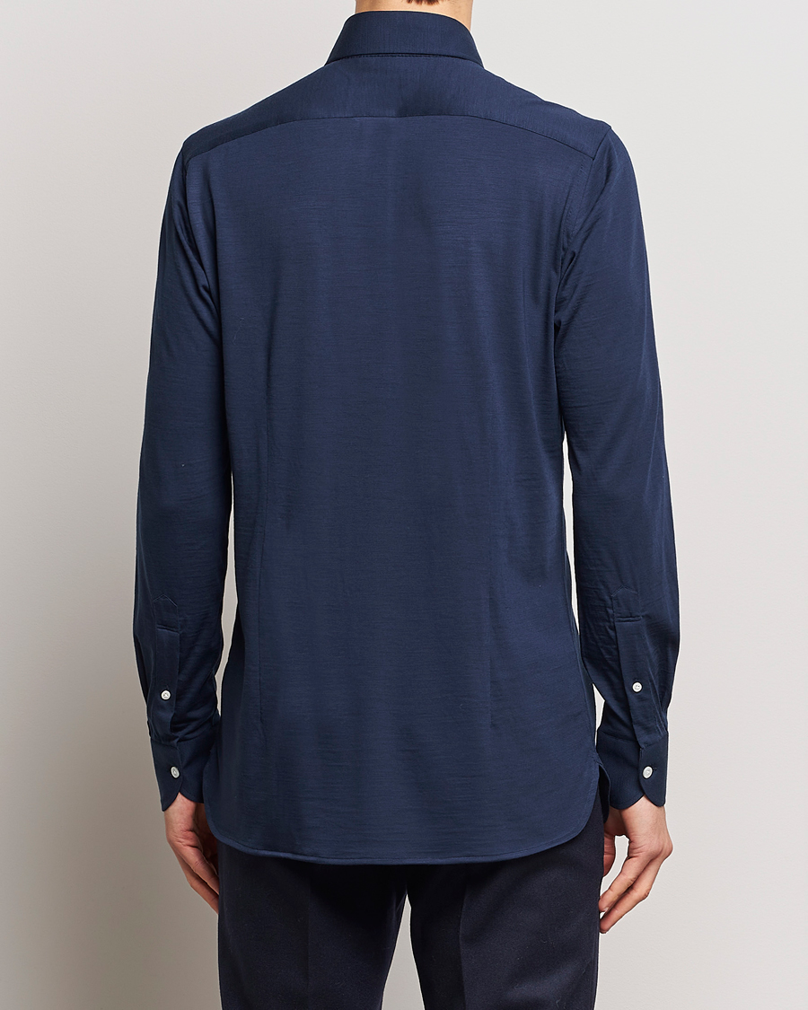 Homme | Chemises | 100Hands | Wool Cut Away Shirt Navy Blue