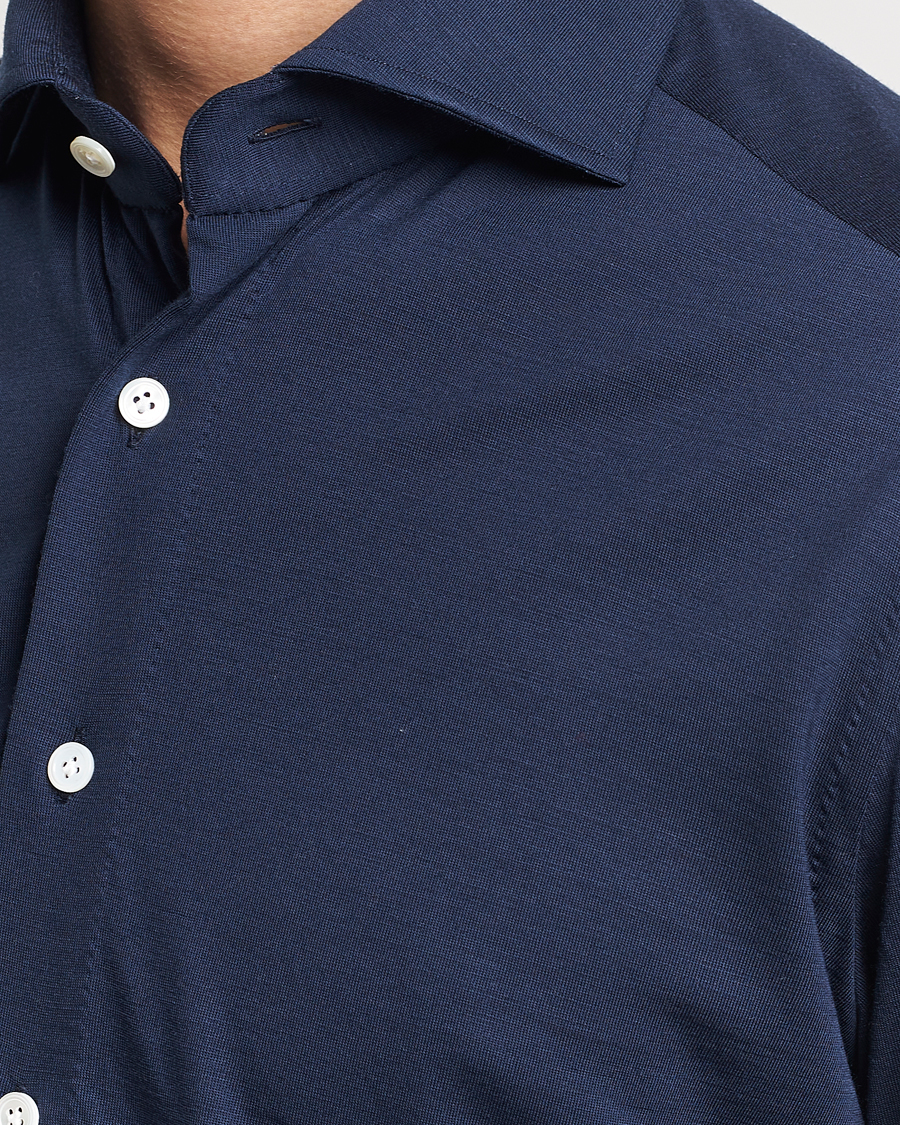 Homme | Chemises | 100Hands | Wool Cut Away Shirt Navy Blue