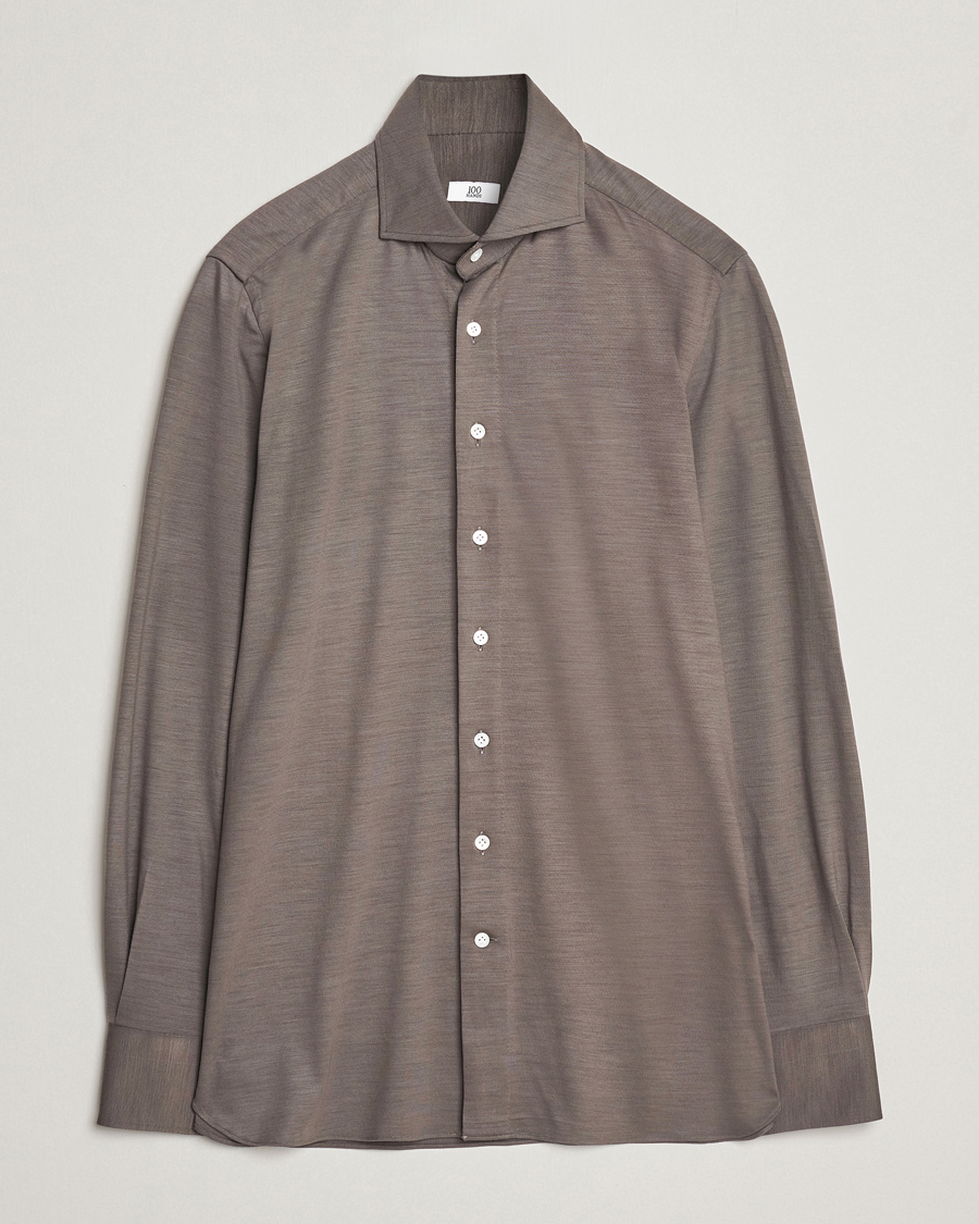 Homme | Chemises | 100Hands | Wool Cut Away Shirt Green Grey