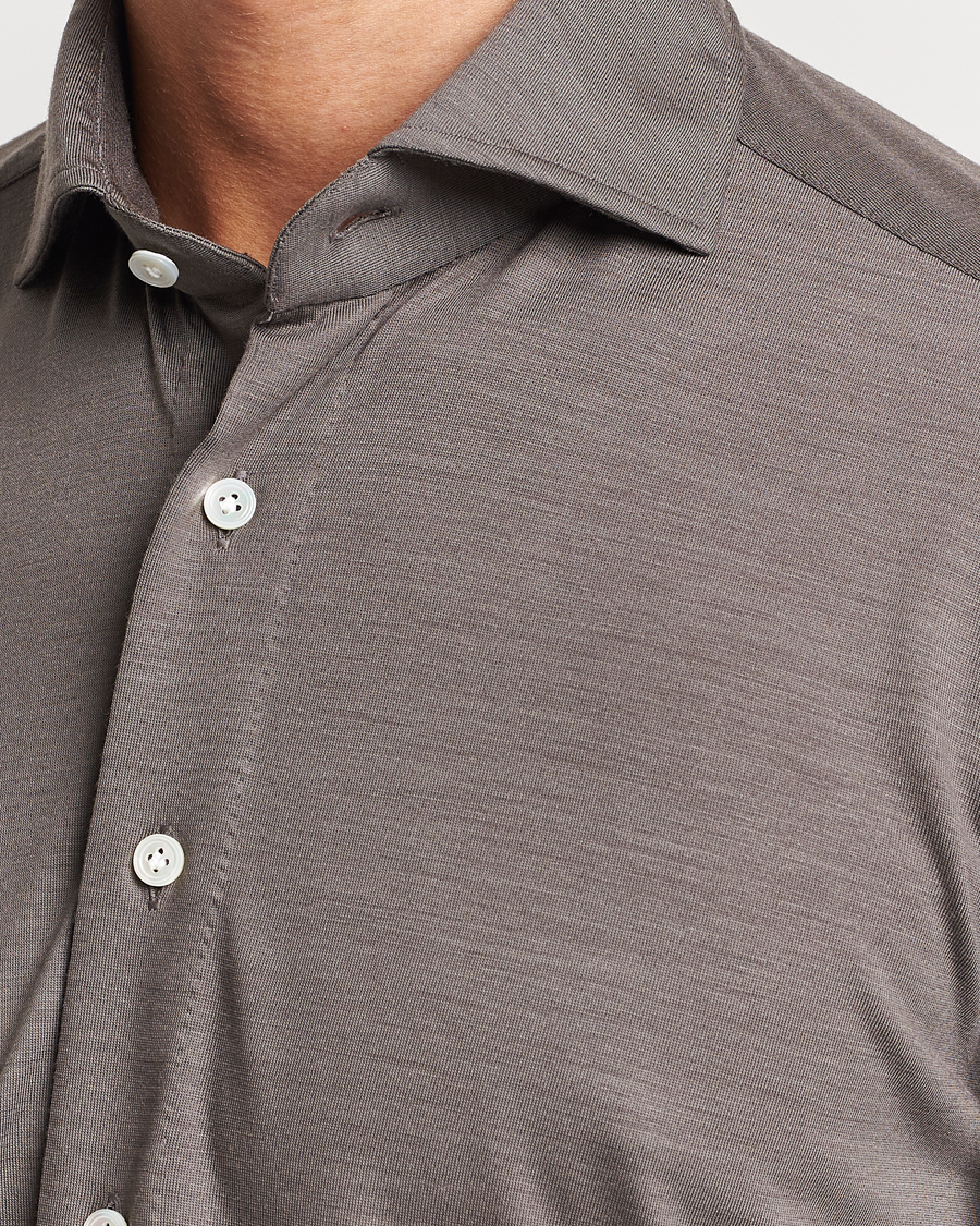 Homme | Chemises | 100Hands | Wool Cut Away Shirt Green Grey