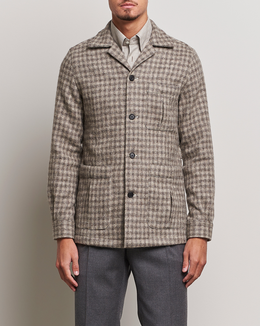 Homme | Chemises | 100Hands | Fox Brothers Checked Wool Travellers Jacket Brown