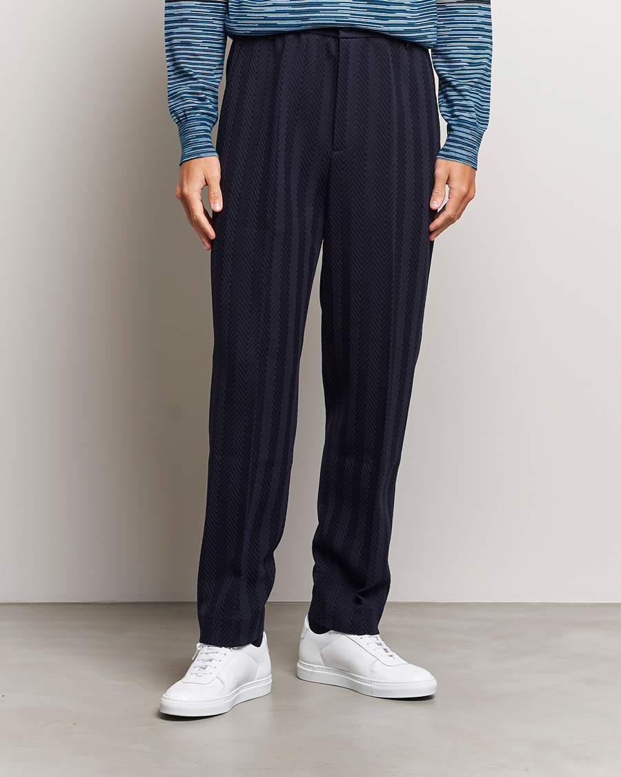 Homme | Pantalons | Missoni | Tonal Zig-Zag Trousers Navy