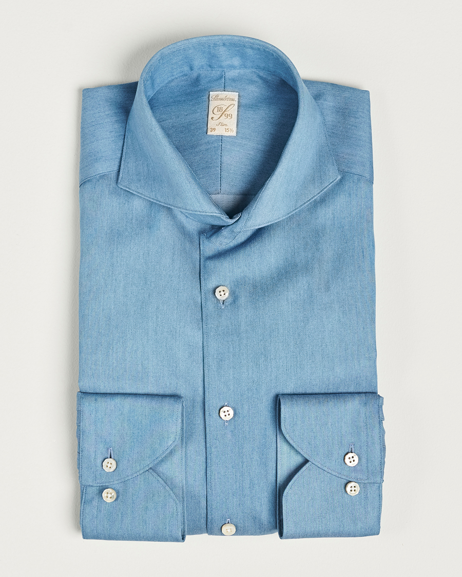 Homme | Chemises | Stenströms | 1899 Slim Denim Twill Shirt Indigo