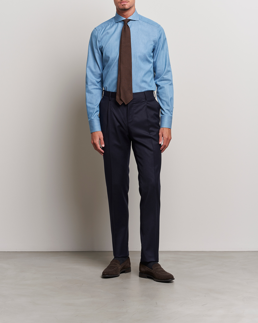 Homme | Chemises | Stenströms | 1899 Slim Denim Twill Shirt Indigo