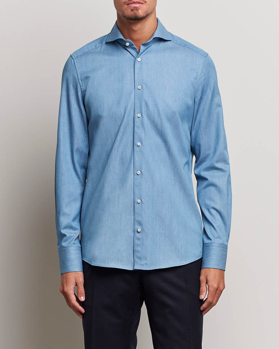 Homme | Chemises | Stenströms | 1899 Slim Denim Twill Shirt Indigo