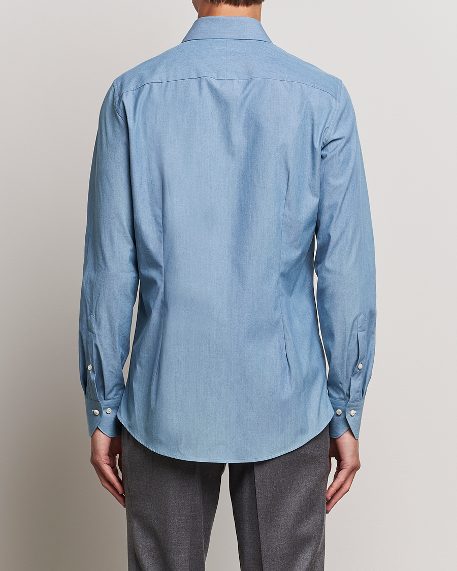 Heren | Overhemden | Stenströms | 1899 Slim Denim Poplin Shirt Indigo