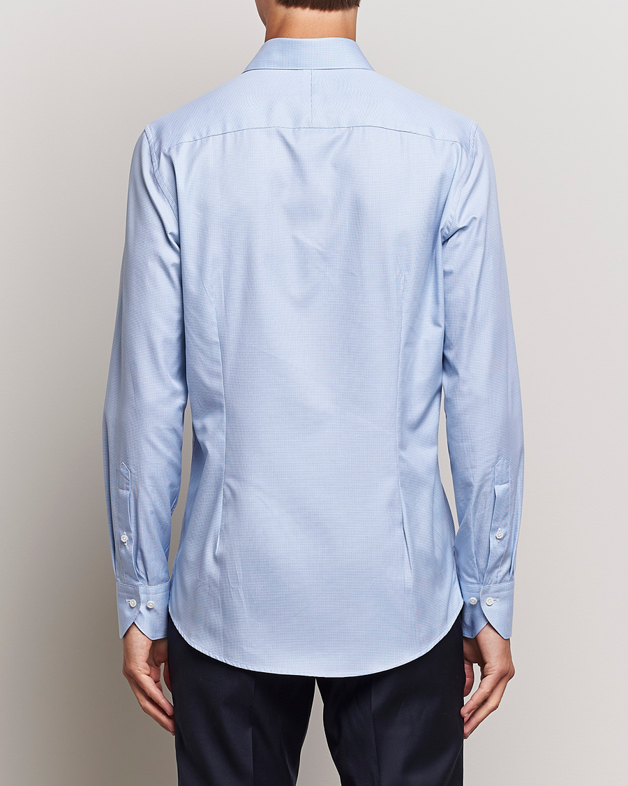 Homme | Chemises | Stenströms | 1899 Slim Supima Cotton Houndtooth Shirt Blue