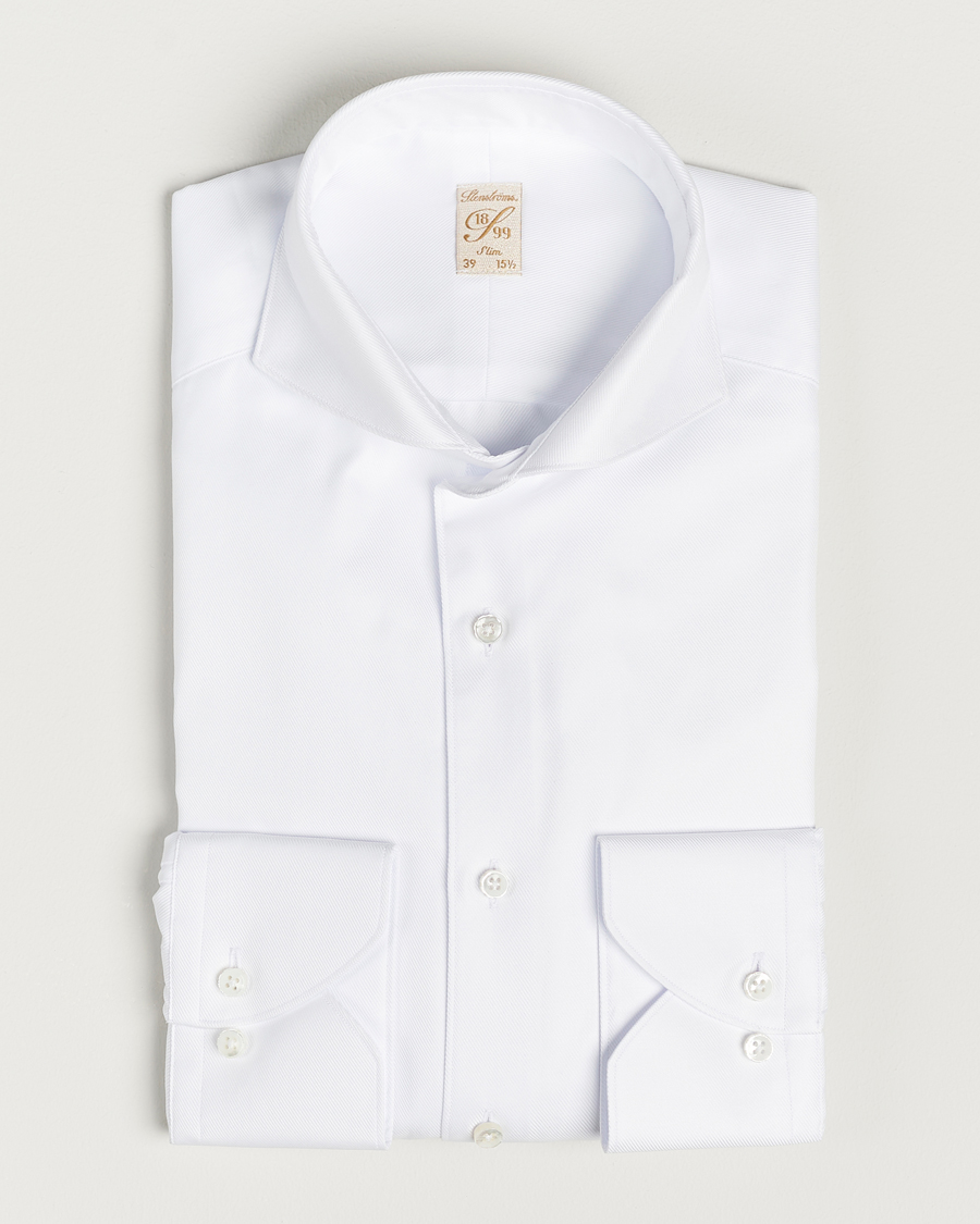 Homme | Chemises | Stenströms | 1899 Slim Supima Cotton Twill Shirt White