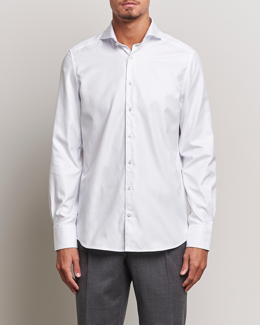 Homme | Chemises | Stenströms | 1899 Slim Supima Cotton Twill Shirt White