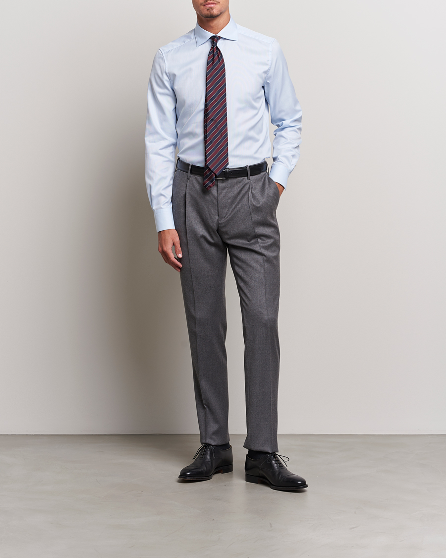 Heren | Overhemden | Stenströms | 1899 Slim Cotton Royal Oxford Shirt Light Blue