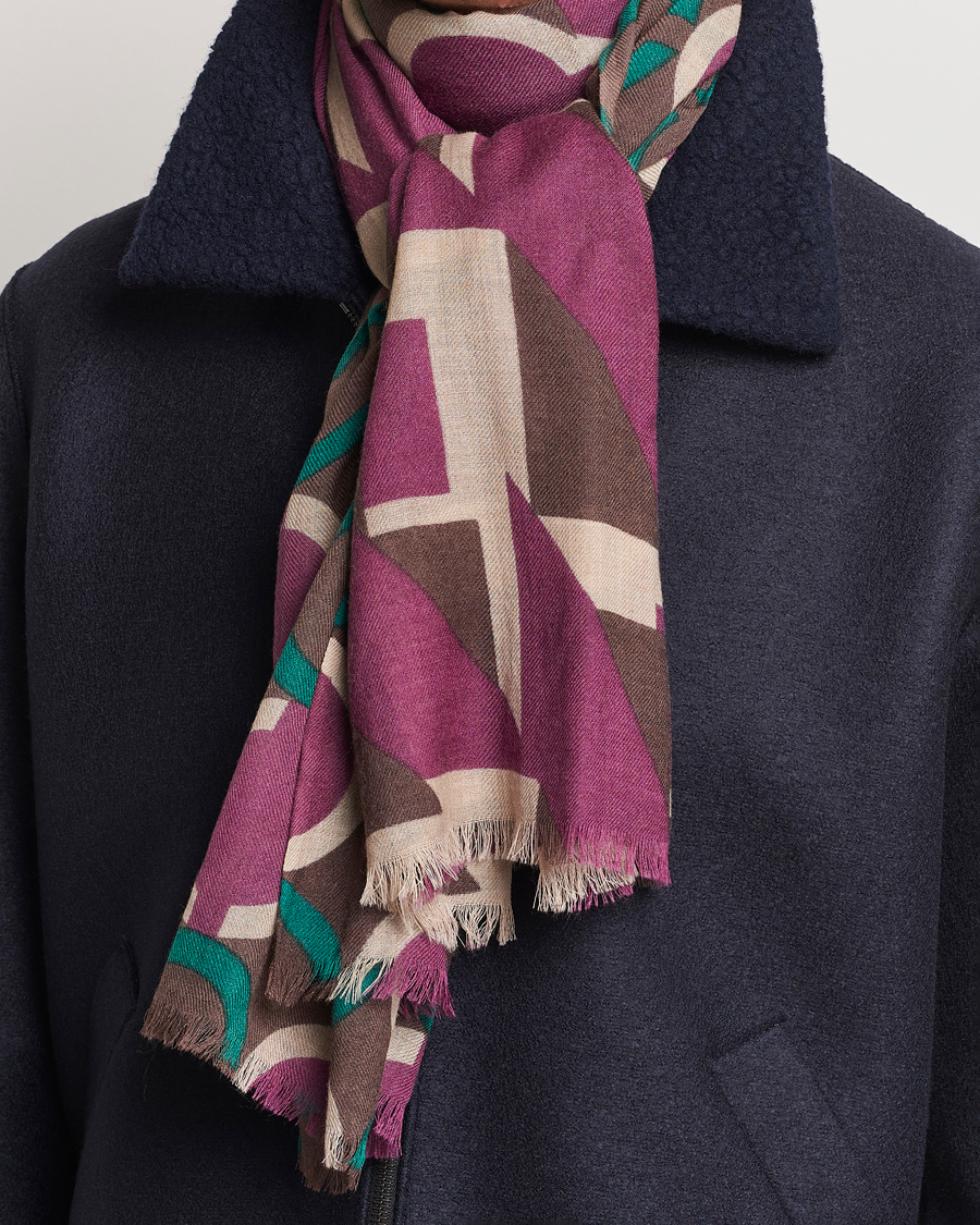 Heren | Altea Printed Wool Scarf Brown | Altea | Printed Wool Scarf Brown