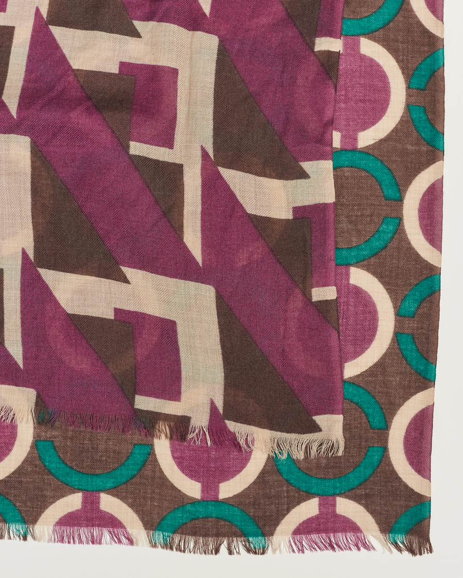Heren | Altea Printed Wool Scarf Brown | Altea | Printed Wool Scarf Brown