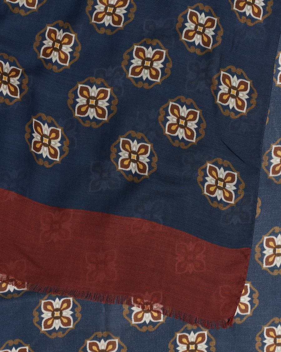 Heren | Altea Printed Medallion Wool Scarf Navy | Altea | Printed Medallion Wool Scarf Navy