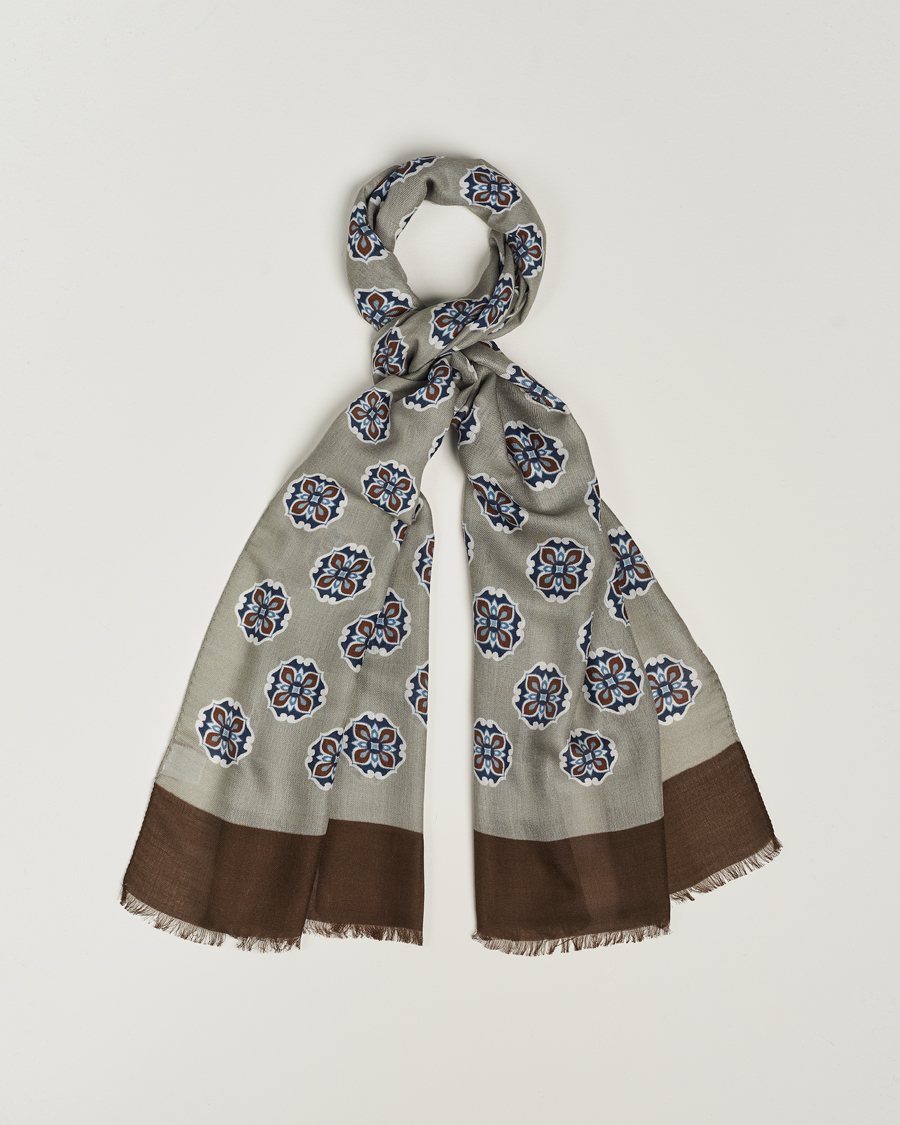 Heren | Altea Printed Medallion Wool Scarf Light Grey | Altea | Printed Medallion Wool Scarf Light Grey