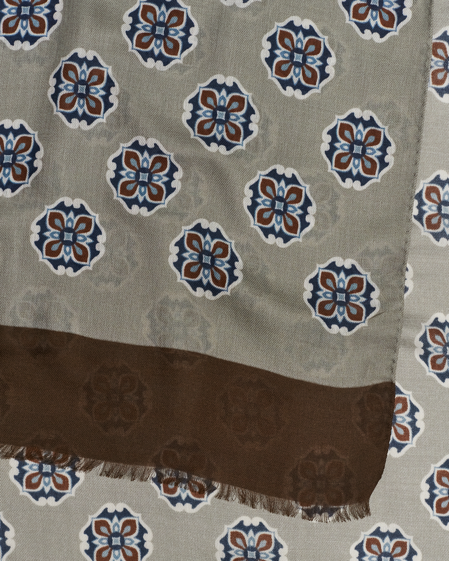Heren | Altea Printed Medallion Wool Scarf Light Grey | Altea | Printed Medallion Wool Scarf Light Grey