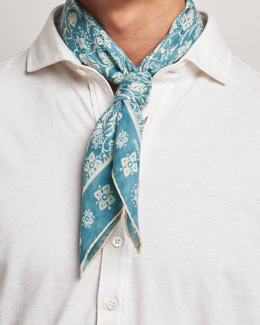 Homme | Massimo Alba Printed Cashmere Bandana Turchese | Massimo Alba | Printed Cashmere Bandana Turchese