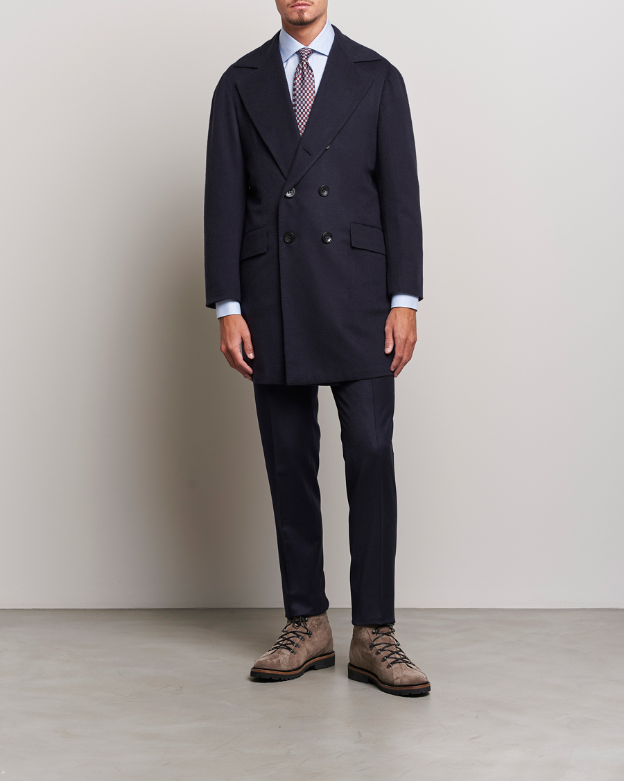 Homme | Manteaux Et Vestes | Kiton | Double Breasted Cashmere Coat Navy